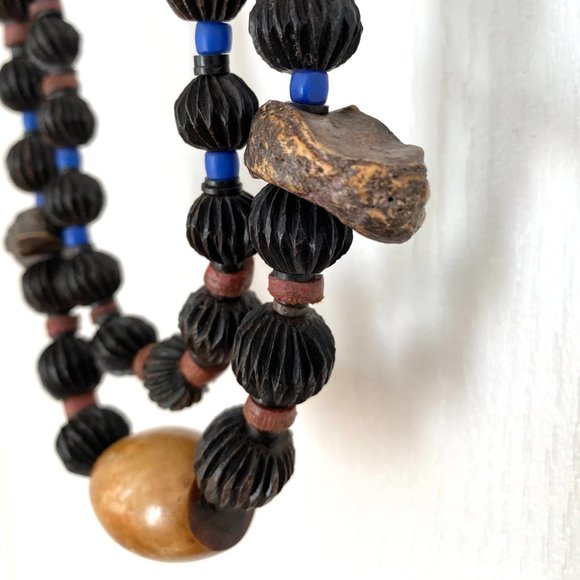 Handmade African Chunky Wood Beaded Necklace - Picture 9 of 13